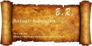 Balogi Ruszalka névjegykártya